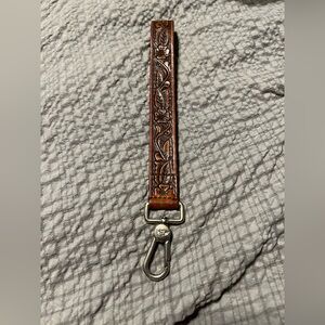Consuela Sally  Floral Tooled Leather Keychain Lanyard